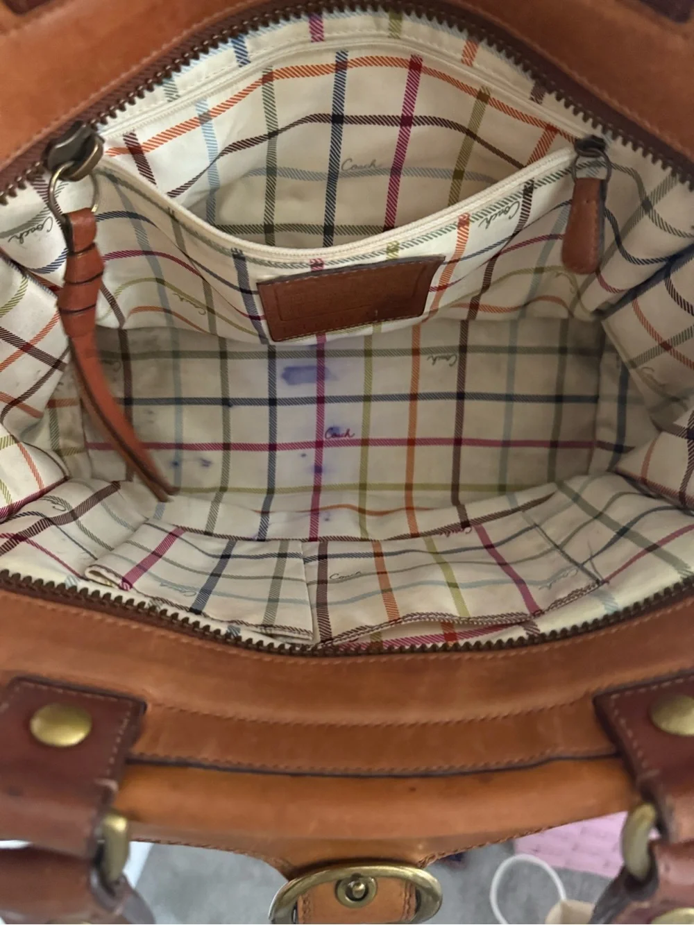 Coach Bleecker Tattersall Whipstitched Hand Bag